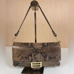 Italian Leather Snakeskin Embossed Convertible Clutch Crossbody – Made in Italy